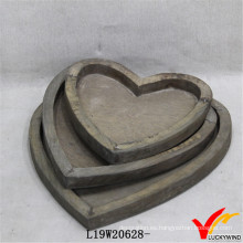 Venta al por mayor Love Heart Farmhouse Antique Wood Tray